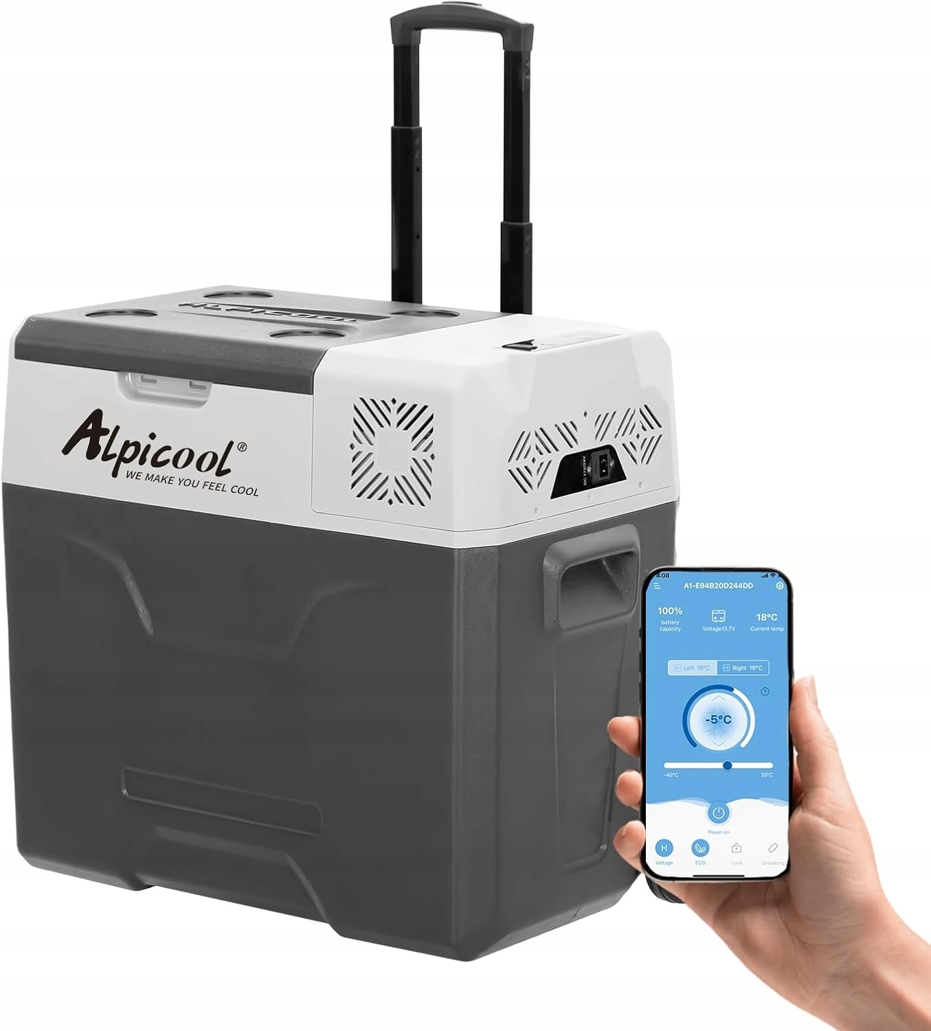 Lodówka Turystyczna Zamrażarka Alpicool CX50 50L Bluetooth Kółka 12/24V ...